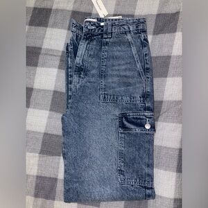 Acid Wash Denim Cargo Pants